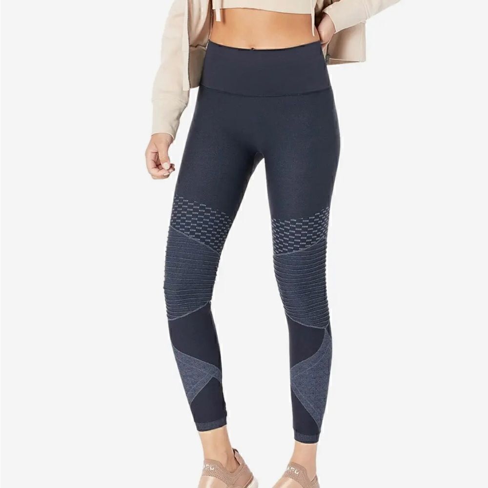 NWT SPANX Seamless Moto Leggings Tummy Control Indigo Sky S Blue No Muffin Top